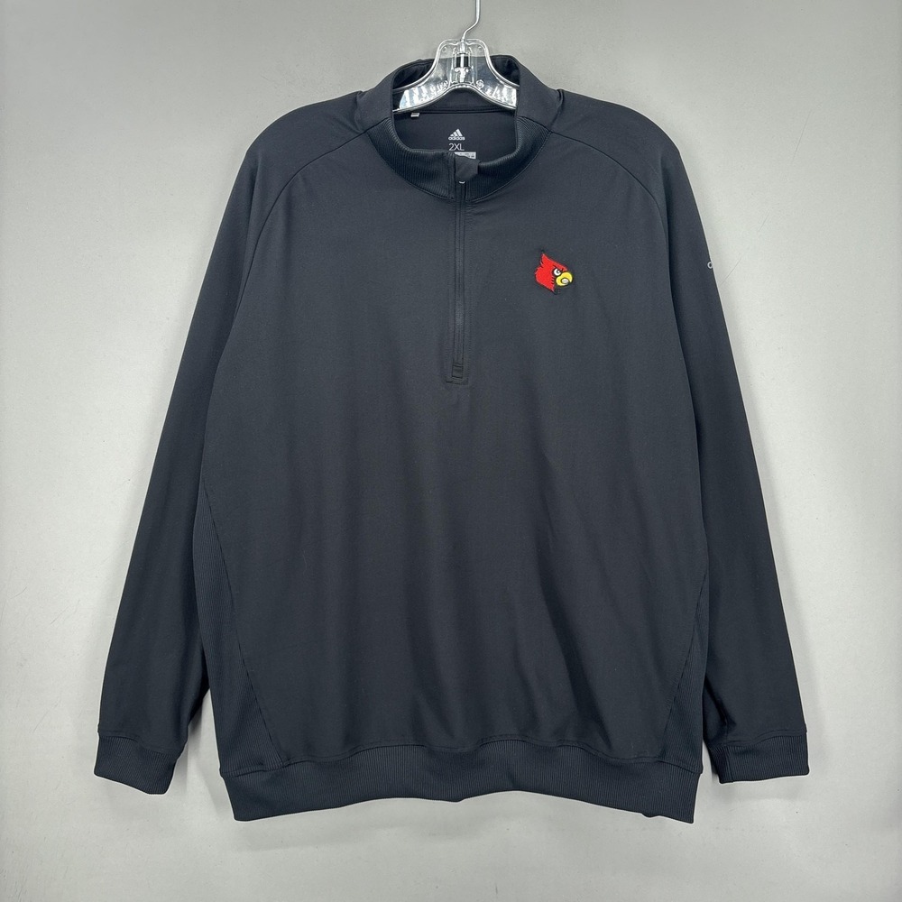 Louisville Cardinals Sweatshirt Mens 2XL Black NCAA Adidas Golf 1/4 Zip Pullover